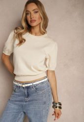 Beżowa Dzianinowa Bluzka z Wiskozą z Lekkimi Bufkami w Ramionach Afevia. Brązowe bluzki Renee, m, bez wzorów, z dzianiny, eleganckie, bez kołnierzyka, bez ramiączek. W wyprzedaży za 52.49 zł.