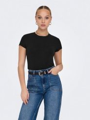 ONLY Koszulka w kolorze czarnym rozmiar: XL. Czarne bluzki Only, xl, bez wzorów, z bawełny, bez kołnierzyka, bez ramiączek. Za 44.19 zł.