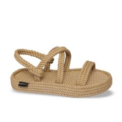 Sandały na platformie damskie Bahamas. Brązowe sandały Aulp, bez wzorów, z kauczuku, boho, z otwartym noskiem, bez obcasa, na platformie, bez zapięcia. Za 159.99 zł.