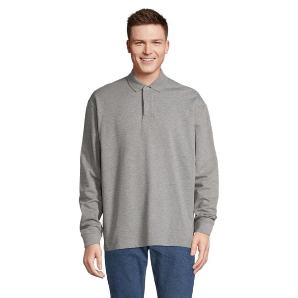 Bluza Polo Heritage Z Kołnierzykiem Dla Dorosłych Unisex. Szare bluzy SOL'S, l, bez wzorów, z bawełny, z kapturem. Za 180.99 zł.
