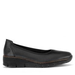 Baleriny Rieker. Czarne baleriny Rieker, bez wzorów, bez obcasa. Za 239.00 zł.