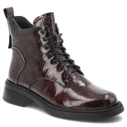 Bordowe Botki S.Barski Wygodne Buty Damskie. Czerwone botki S.BARSKI, na jesień, bez wzorów, ze skóry, bez obcasa, bez zapięcia. Za 348.99 zł.