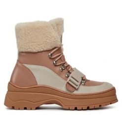 Trzewiki Ted Baker. Brązowe botki Ted Baker, bez wzorów, bez obcasa, na płaskiej podeszwie, bez zapięcia. Za 559.99 zł.