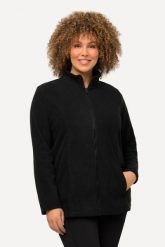 Damskie Bluza polarowa system modułowy do wpinania z recyklingu. Czarne bluzy Ulla Popken, plus size, bez wzorów, z materiału, bez kaptura. Za 199.99 zł.