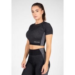 Selah Bezszwowe Crop Top - Czarny. Czarne topy GORILLA WEAR, bez wzorów, bez kołnierzyka, bez ramiączek. Za 229.00 zł.
