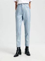 Jeansy mom fit - niebieski. Niebieskie jeansy Sinsay, l, bez wzorów, z podwyższonym stanem. Za 89.99 zł.