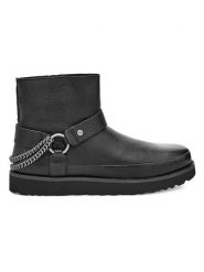 UGG Skórzane botki "Classic Mini Deconstructed" w kolorze czarnym rozmiar: 36. Czarne botki UGG, bez wzorów, z okrągłym noskiem, bez obcasa, bez zapięcia. Za 316.24 zł.