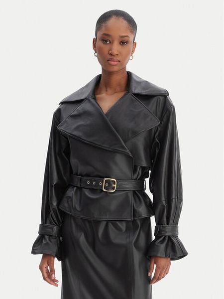 HUGO Kurtka skórzana Lanitte 50560068 Czarny Relaxed Fit. Czarne kurtki Hugo, s, bez wzorów, ze skóry, bez kaptura. Za 2,199.00 zł.