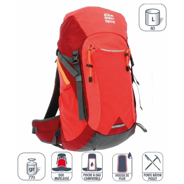 Plecak Elementerre talca 40 l. Czerwone plecaki Elementerre, bez wzorów. Za 357.00 zł.