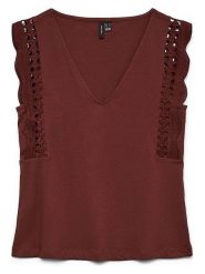 Vero Moda Bluzka w kolorze bordowym rozmiar: M. Czerwone bluzki Vero Moda, m, bez wzorów, z bawełny, bez kołnierzyka, bez ramiączek. Za 62.03 zł.