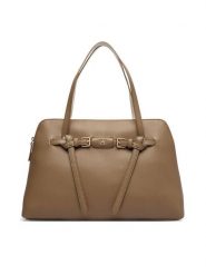 Tommy Hilfiger Torebka Th Buckle Tote AW0AW19032 Beżowy. Brązowe torebki klasyczne TOMMY HILFIGER, bez wzorów, ze skóry, bez dodatków. Za 649.99 zł.