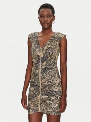 Just Cavalli Sukienka koktajlowa 78PAO949 Brązowy Slim Fit. Brązowe sukienki Just Cavalli, bez wzorów, z syntetyku, wizytowe, bez kołnierzyka, bez ramiączek. Za 669.99 zł.