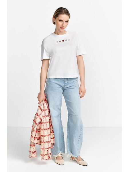 Rich & Royal Koszulka w kolorze białym rozmiar: M. Białe bluzki Rich & Royal, m, z aplikacjami, z bawełny, bez kołnierzyka, bez ramiączek. Za 91.77 zł.