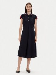 Tommy Hilfiger Sukienka codzienna WW0WW41269 Granatowy Regular Fit. Niebieskie sukienki TOMMY HILFIGER, na co dzień, s, bez wzorów, z bawełny, bez kołnierzyka, bez ramiączek, proste. Za 399.99 zł.