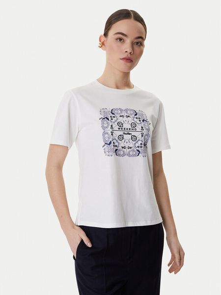 Weekend Max Mara T-Shirt West 2615971041 Biały Regular Fit. Białe t-shirty Weekend Max Mara, s, bez wzorów, z bawełny, bez kołnierzyka, bez ramiączek. Za 359.99 zł.