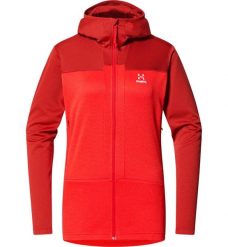 Bluza techniczna damska ROC Flash Mid Hood. Czerwone bluzy sportowe Haglöfs, m, bez wzorów, z materiału, z kapturem. Za 464.65 zł.