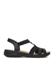 Rieker Sandały CEO-64574-00 Czarny. Czarne sandały Rieker, bez wzorów, ze skóry, bez obcasa, na płaskiej podeszwie, bez zapięcia. Za 299.99 zł.