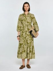 Sukienka damska midi ze wzorem paisley zielona Mazekin 301. Zielone sukienki Big Star, na co dzień, l, bez wzorów, z tkaniny, boho, bez kołnierzyka, bez ramiączek, midi, dopasowane. Za 249.99 zł.