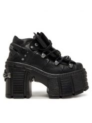 NEW ROCK Botki M-TM106-C2 Czarny. Czarne botki NEW ROCK, bez wzorów, ze skóry, bez obcasa, na słupku, bez zapięcia. Za 1,399.00 zł.