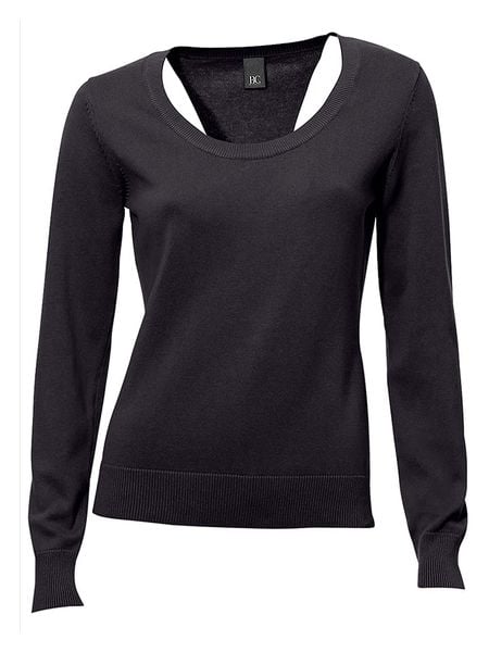 Heine Sweter w kolorze czarnym rozmiar: 38. Czarne swetry Heine, bez wzorów, z bawełny, bez ramiączek. Za 77.95 zł.