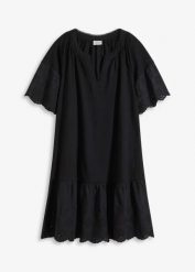 Sukienka tunikowa z czystej bawełny organicznej. Czarne sukienki bonprix, bez wzorów, z bawełny, bez kołnierzyka, bez ramiączek. Za 147.99 zł.