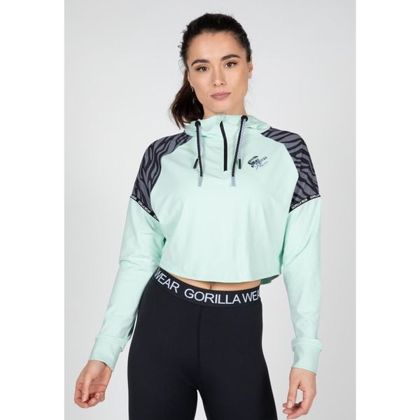 Zion Cropped Bluza z kapturem - Zielony. Zielone bluzy GORILLA WEAR, na zimę, bez wzorów, z kapturem. Za 265.50 zł.