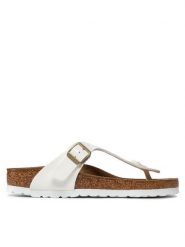 Birkenstock Japonki Gizeh Bs 1005300 Biały. Białe klapki Birkenstock, bez wzorów, ze skóry, bez obcasa. Za 449.99 zł.