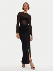 Simona Corsellini Sukienka wieczorowa A24CEAB060 Czarny Slim Fit. Czarne sukienki SIMONA CORSELLINI, bez wzorów, z syntetyku, wizytowe, bez kołnierzyka, bez ramiączek. Za 659.99 zł.