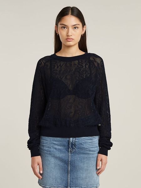 G-Star Sweter w kolorze granatowym rozmiar: S. Niebieskie swetry G-Star, s, bez wzorów, z bawełny, bez ramiączek. Za 256.09 zł.