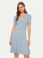 Guess Sukienka dzianinowa W5RK18 Z2U00 Niebieski Regular Fit. Niebieskie sukienki Guess, s, z aplikacjami, z dzianiny, bez kołnierzyka, bez ramiączek. Za 309.99 zł.