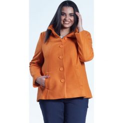 Musztardowa elegancka kurtka płaszcz Vera OVERSIZE PLUS SIZE WIOSNA. Brązowe płaszcze Moda Size Plus Iwanek, na wiosnę, plus size, bez wzorów, z tkaniny, bez kaptura. Za 289.00 zł.