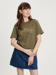 Cross Jeans Koszulka w kolorze khaki rozmiar: XL. Brązowe bluzki Cross Jeans, xl, bez wzorów, z bawełny, bez kołnierzyka, bez ramiączek. Za 41.20 zł.