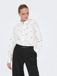 JDY Bluzka "Nelly" w kolorze białym rozmiar: S. Białe bluzki JDY, s, bez wzorów, z bawełny, bez kołnierzyka, bez ramiączek. Za 114.71 zł.