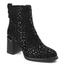 Czarne Botki S.Barski Eleganckie Obuwie Damskie Na Obcasie. Czarne botki S.BARSKI, na zimę, w ażurowe wzory, z jeansu, bez obcasa, na obcasie, bez zapięcia. Za 309.00 zł.