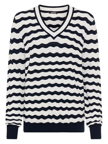 Olsen Sweter w kolorze granatowo-białym rozmiar: 44. Białe swetry Olsen, bez wzorów, bez ramiączek. Za 169.95 zł.