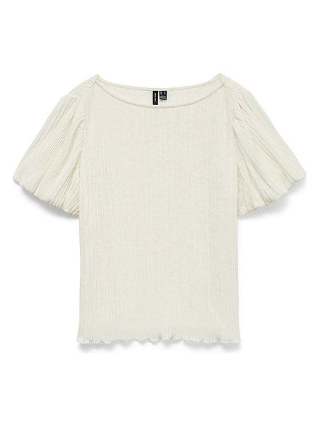 Vero Moda Bluzka w kolorze kremowym rozmiar: S. Brązowe bluzki Vero Moda, s, bez wzorów, bez kołnierzyka, bez ramiączek. Za 71.56 zł.