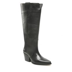 Kozaki Badura. Czarne kozaki Badura, bez obcasa, na słupku, bez zapięcia. Za 579.99 zł.