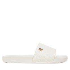 Klapki Tommy Hilfiger. Białe klapki TOMMY HILFIGER, bez wzorów, bez obcasa. Za 159.99 zł.