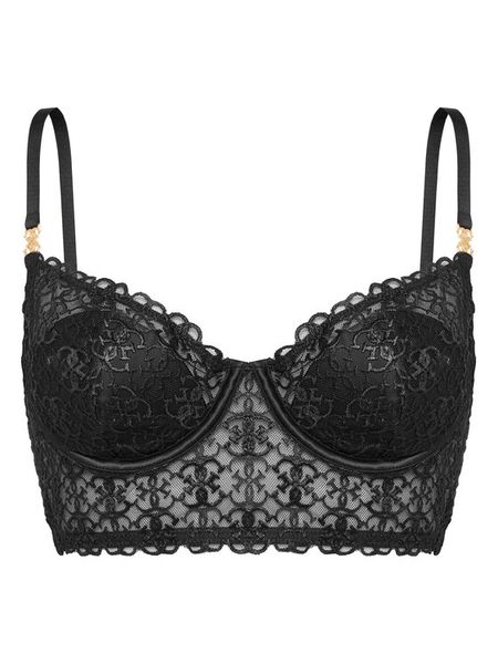 Guess Biustonosz z fiszbiną O5BC14 K1760 Czarny. Czarne biustonosze Guess, z aplikacjami, z syntetyku. Za 304.50 zł.