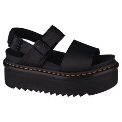 Sandały Dr. Martens Voss Quad W DM26725001 czarne. Czarne sandały bez wzorów, z materiału, sportowe, bez obcasa, na platformie, bez zapięcia. Za 732.09 zł.