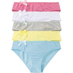 Figi (5 par) bonprix jasnoszary melanż - żółty - jasnoniebieski -biały - różowy. Szare figi bonprix, bez wzorów. Za 37.45 zł.