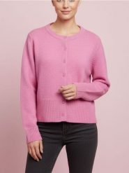 Kardigan z guzikami z domieszką wełny - różowy. Czerwone kardigany Sinsay, l, bez wzorów, z wełny. Za 49.99 zł.