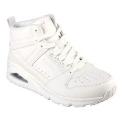 Buty do chodzenia damskie Skechers Uno-High Regards. Białe obuwie sportowe Skechers, z materiału, za kostkę, bez zapięcia, trekkingowe. Za 492.00 zł.