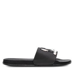 Klapki Bassano. Czarne klapki Bassano, bez wzorów, bez obcasa. Za 49.99 zł.