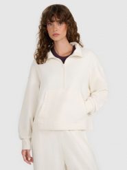 4F Bluza dresowa nierozpinana bez kaptura damska - beżowa M. Brązowe bluzy sportowe 4f, l, bez wzorów, z bawełny, bez kaptura. Za 159.99 zł.