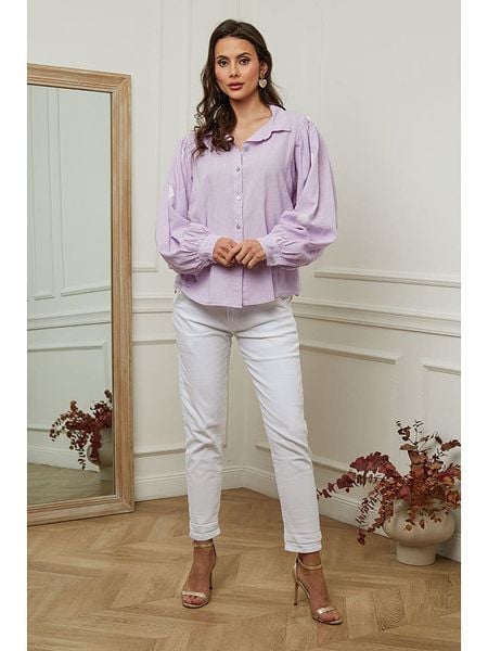 Plume Bluzka "Bamba" w kolorze lawendowym rozmiar: S. Różowe bluzki Plume, s, bez wzorów, bez kołnierzyka, bez ramiączek. Za 140.86 zł.