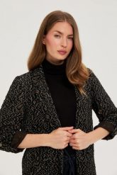 Marynarka w zwierzęcy wzór czarna. Czarne marynarki i żakiety MOODO, l, bez wzorów, z elastanu. Za 179.99 zł.