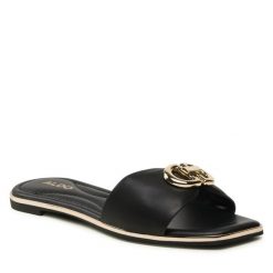 Klapki Aldo. Czarne klapki Aldo, bez wzorów, bez obcasa. Za 279.99 zł.