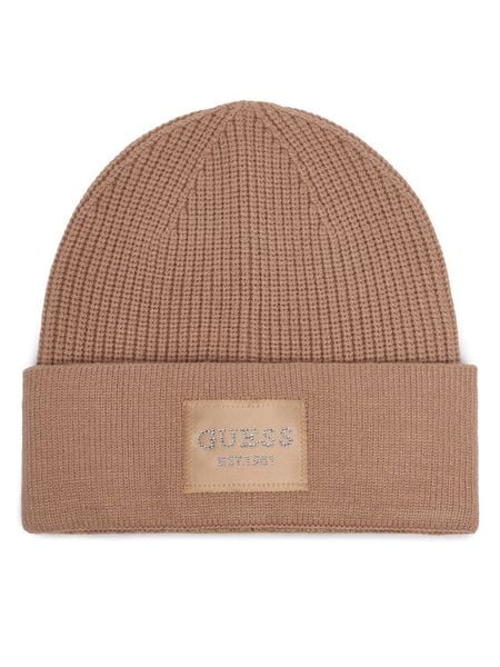 Guess Czapka AW5631 VIS01 Beżowy. Brązowe czapki Guess, z aplikacjami, z wiskozy. Za 154.99 zł.