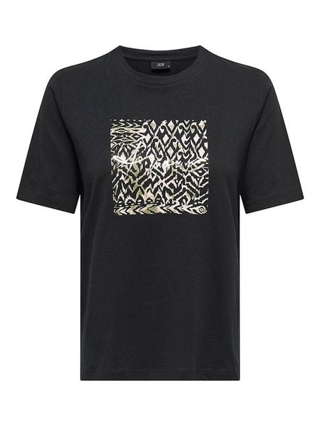 JDY Koszulka w kolorze czarnym rozmiar: L. Czarne bluzki JDY, l, bez wzorów, z bawełny, bez kołnierzyka, bez ramiączek. Za 48.05 zł.